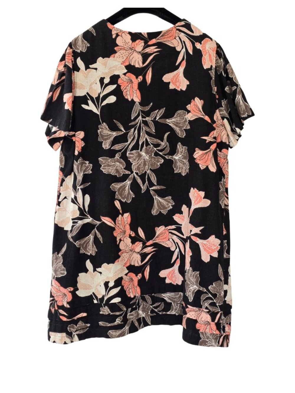 Nicole Miller Womens Black Floral Print Y2K Linen T-Shirt Shift Dress Size XXL - Picture 3 of 7